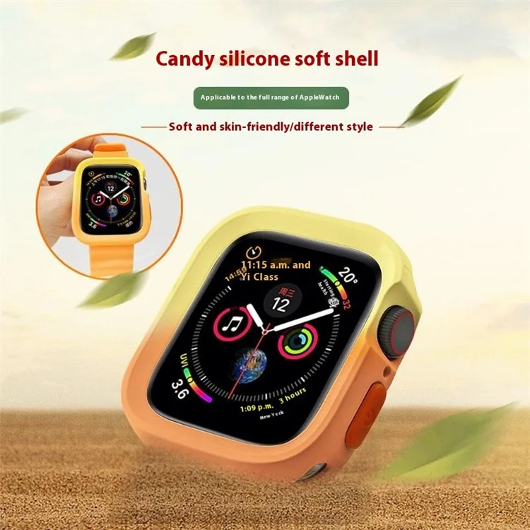 Für Apple Watch Series 4 / 5 / 6 / SE / SE (2022) 44mm / 7 / 8 / 9 45mm Dual Color TPU Uhrgehäuse - Fruit Green+Grey