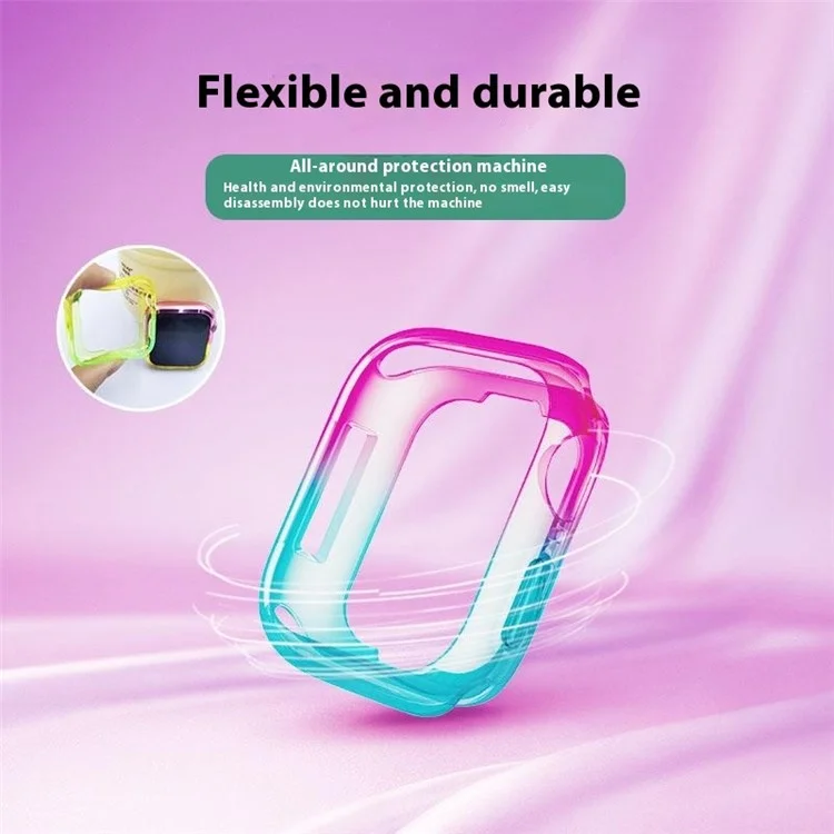 Pour Apple Watch Series 4 / 5 / 6 / SE / SE (2022) 44mm / 7 / 8 / 9 45mm Dual Color Translucent Matte TPU Watch Case - Violet+Bleu
