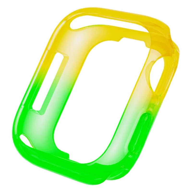 For Apple Watch Series SE3 / SE2 / SE1 /  6 / 5 / 4 40mm  /  7  /  8  /  9 41mm Dual Color Translucent Matte TPU Watch Case - Yellow+Green