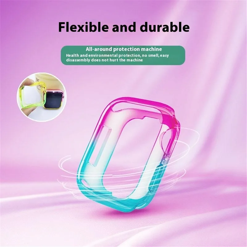 For Apple Watch Series SE3 / SE2 / SE1 /  6 / 5 / 4 40mm  /  7  /  8  /  9 41mm Dual Color Translucent Matte TPU Watch Case - Yellow+Green