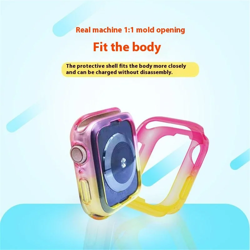 For Apple Watch Series SE3 / SE2 / SE1 /  6 / 5 / 4 40mm  /  7  /  8  /  9 41mm Dual Color Translucent Matte TPU Watch Case - Yellow+Green