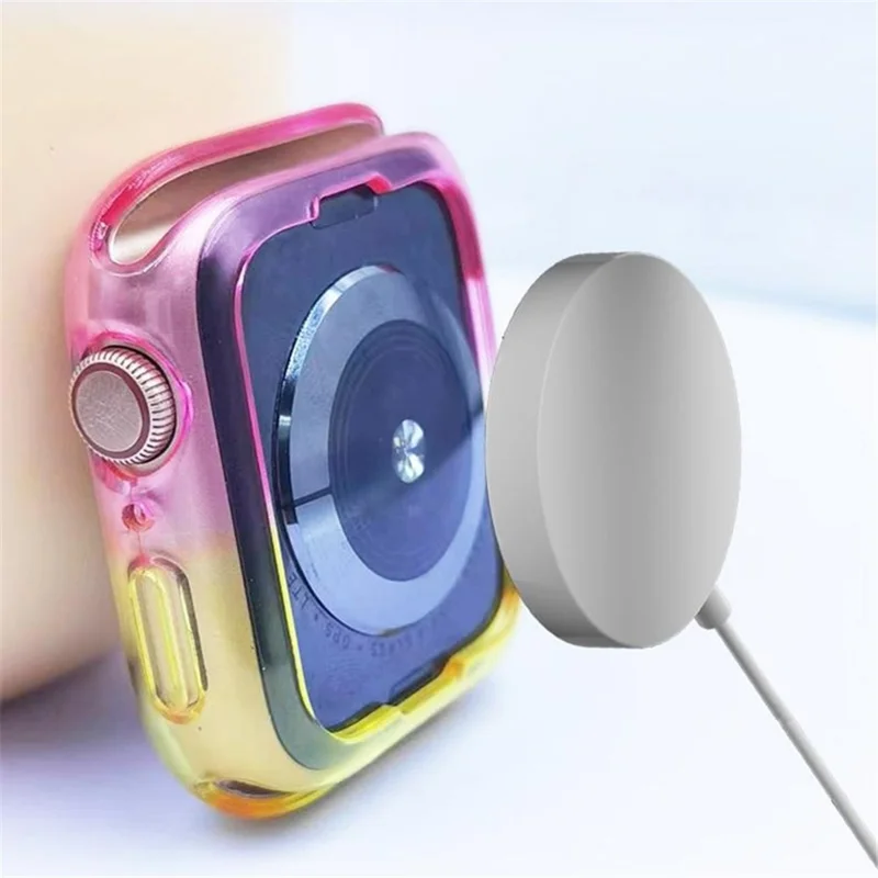 For Apple Watch Series SE3 / SE2 / SE1 /  6 / 5 / 4 40mm  /  7  /  8  /  9 41mm Dual Color Translucent Matte TPU Watch Case - Yellow+Green