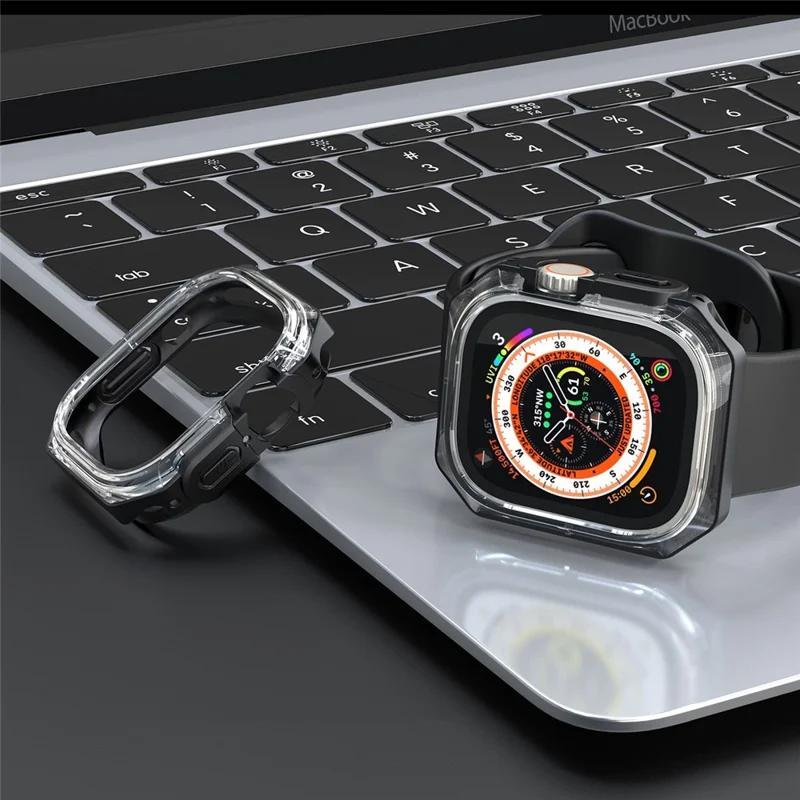 Pour Apple Watch Série 4 / 5 / 6 / SE / SE (2022) 44mm Boîtier de montre Protecteur PC+TPU - Noir