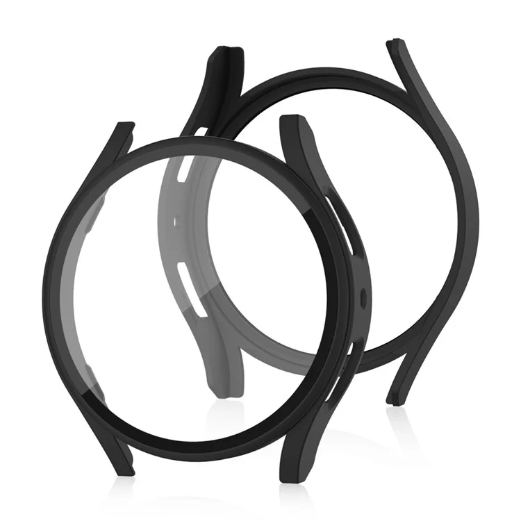 Para Samsung Galaxy Watch7 44mm Capa Fosca com Filme de Tela de Vidro Temperado Capa de PC Rígido - Preto