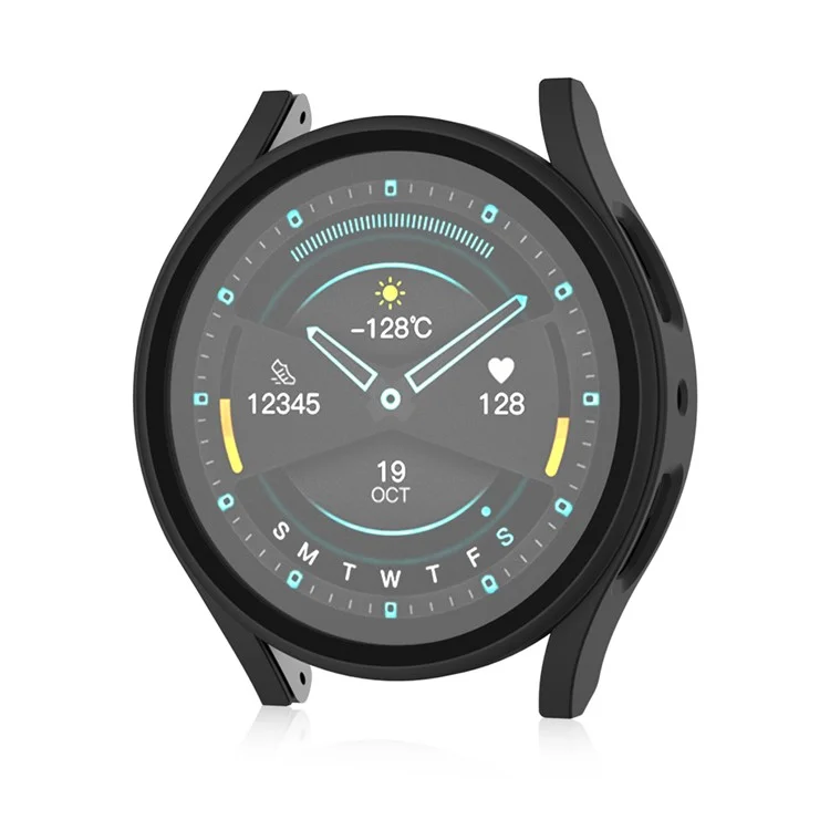 Para Samsung Galaxy Watch7 44mm Capa Fosca com Filme de Tela de Vidro Temperado Capa de PC Rígido - Preto
