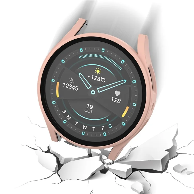 Para Samsung Galaxy Watch7 40mm Funda Mate Caja Dura de PC Con Película Protectora de Vidrio Templado - Rosa