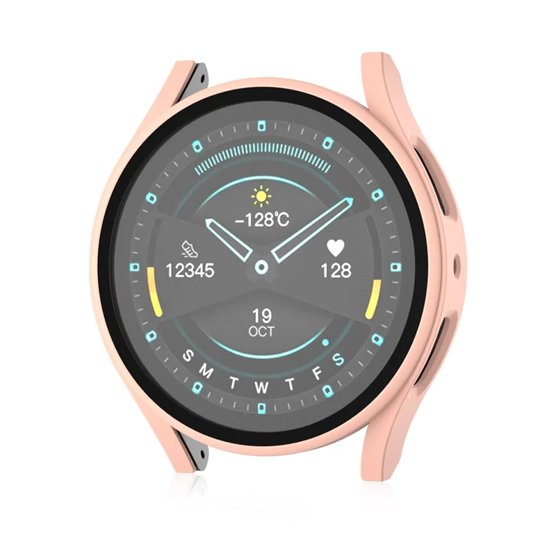 Para Samsung Galaxy Watch7 40mm Funda Mate Caja Dura de PC Con Película Protectora de Vidrio Templado - Rosa