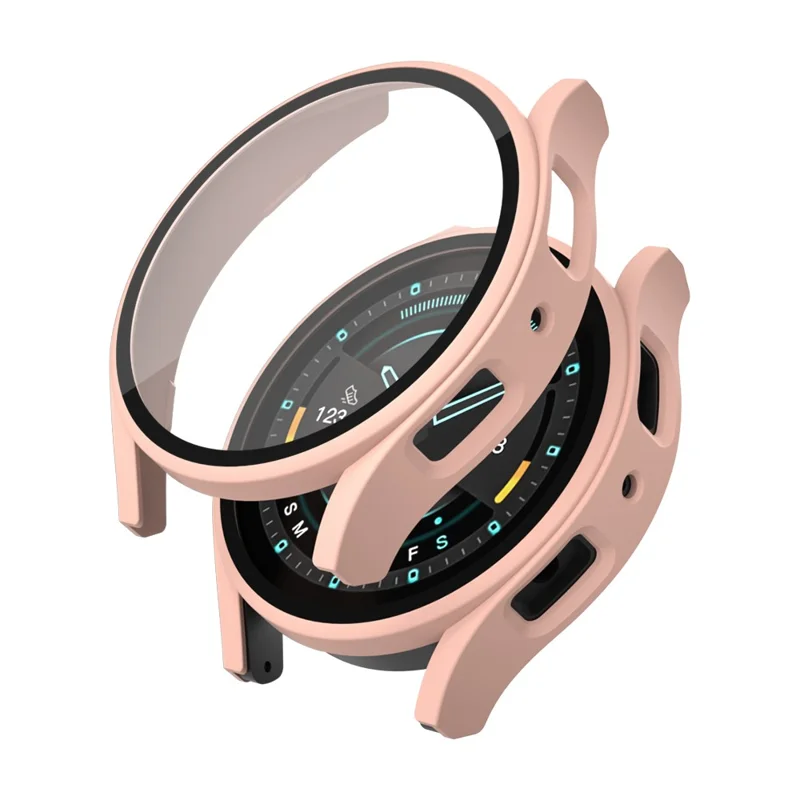 Para Samsung Galaxy Watch7 40mm Funda Mate Caja Dura de PC Con Película Protectora de Vidrio Templado - Rosa