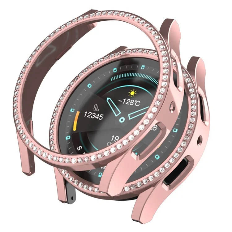 Per Samsung Galaxy Watch7 40mm Case di Orologio Per PC Arredamento Rhinestone Cover Hollow-Out - Rosa