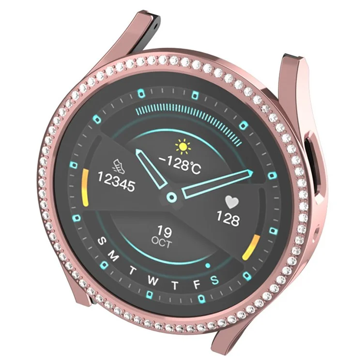 Per Samsung Galaxy Watch7 40mm Case di Orologio Per PC Arredamento Rhinestone Cover Hollow-Out - Rosa