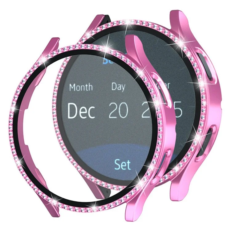 Per Samsung Galaxy Watch7 da 40 mm Case di Arredamento Rhinestone Per pc Con Pellicola in Vetro Temperato - Rosa