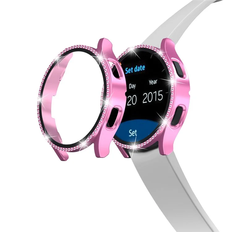Per Samsung Galaxy Watch7 da 40 mm Case di Arredamento Rhinestone Per pc Con Pellicola in Vetro Temperato - Rosa