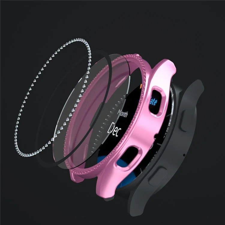 Per Samsung Galaxy Watch7 da 40 mm Case di Arredamento Rhinestone Per pc Con Pellicola in Vetro Temperato - Rosa
