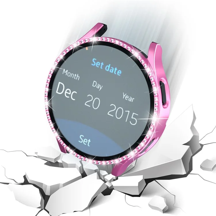 Per Samsung Galaxy Watch7 da 40 mm Case di Arredamento Rhinestone Per pc Con Pellicola in Vetro Temperato - Rosa