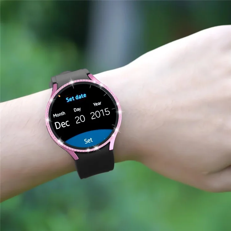 Per Samsung Galaxy Watch7 da 40 mm Case di Arredamento Rhinestone Per pc Con Pellicola in Vetro Temperato - Rosa