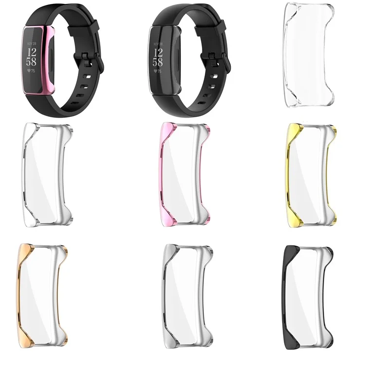 Full Coverage Electroplating PC Smart Watch Cover Frame for Fitbit inspire2 - Black