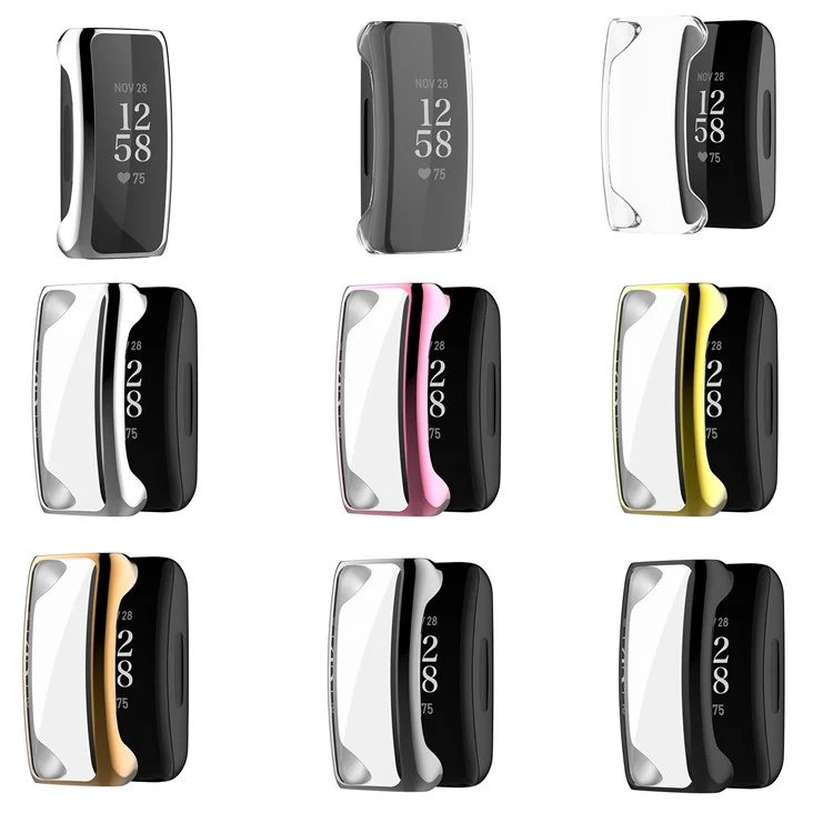 Full Coverage Electroplating PC Smart Watch Cover Frame for Fitbit inspire2 - Black