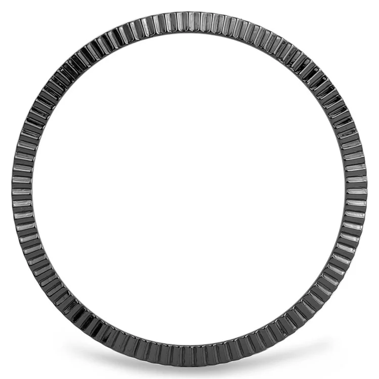For Samsung Galaxy Watch6 Classic 47mm Bezel Ring Zinc Alloy Wave Pattern Bezel Adhesive Frame Cover - Black