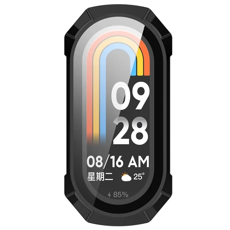 Für Xiaomi Mi Band 9 NFC / Mi Band 9 Anti-Scratch Hard PC Watch Case mit Tempered Glass Film - Schwarz