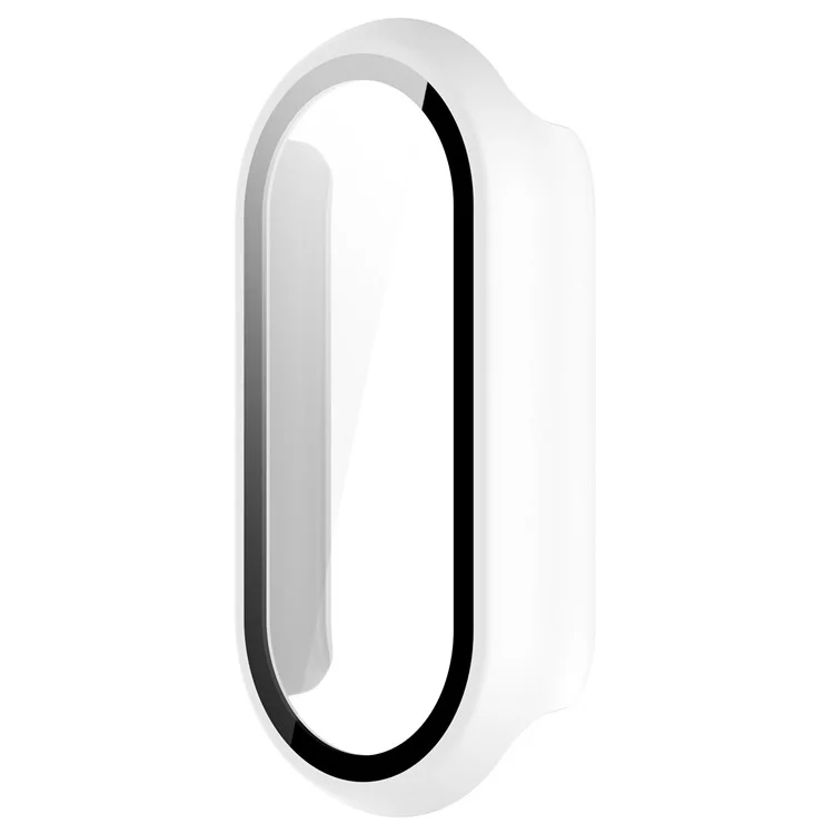 Für Xiaomi Mi Band 9 / 9 NFC Glossy PC Cover Watch Frame Case mit Tempered Glass Screen Film - Weiß