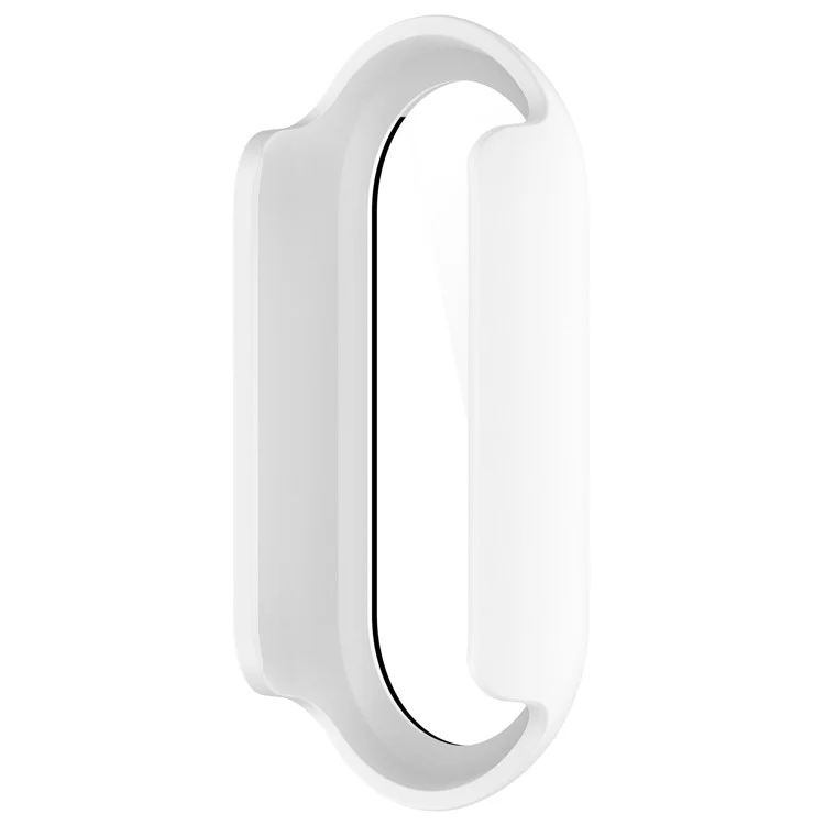 Für Xiaomi Mi Band 9 / 9 NFC Glossy PC Cover Watch Frame Case mit Tempered Glass Screen Film - Weiß