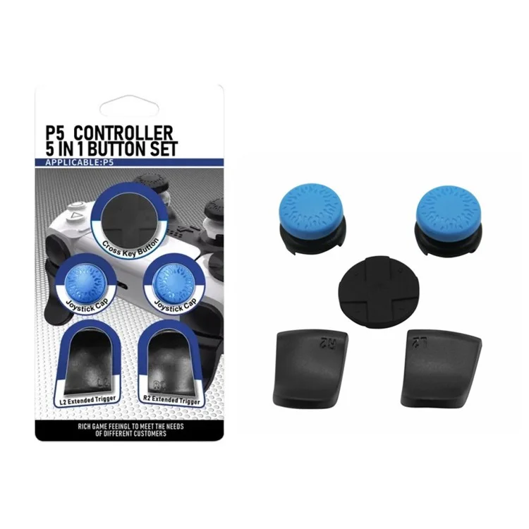 HONSON PS5309 For Sony PS5 / PS5 Slim Game Controller L2 R2 Button Extension Joystick Grip Riser Cap - Blue