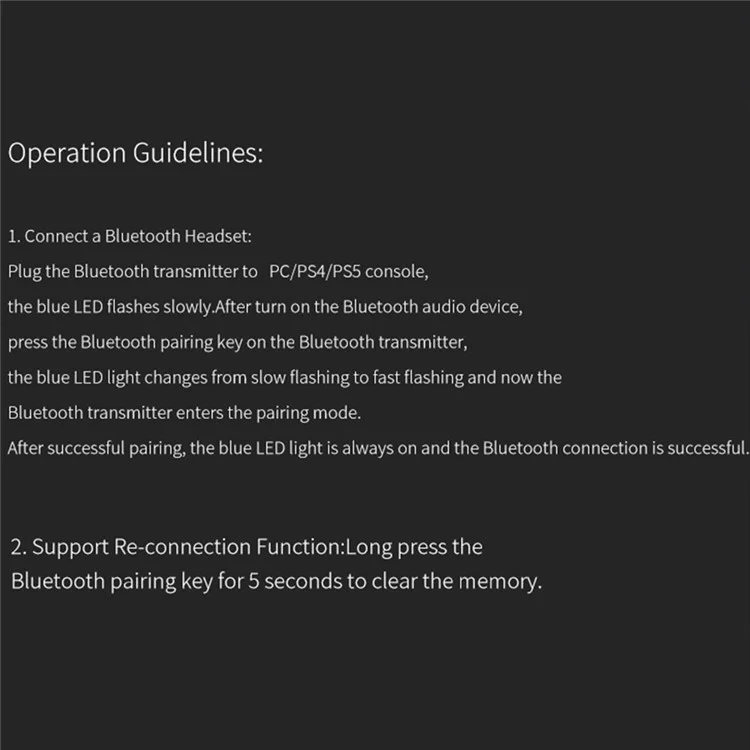 HONSON HS-PS5101 For Sony PS5 / PS4 / PC to Headphone Bluetooth-compatible USB 3.5mm Audio Transmitter Wireless Receiver