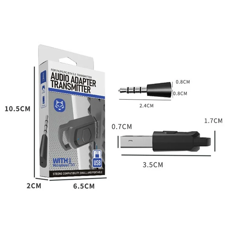 HONSON HS-PS5101 For Sony PS5 / PS4 / PC to Headphone Bluetooth-compatible USB 3.5mm Audio Transmitter Wireless Receiver
