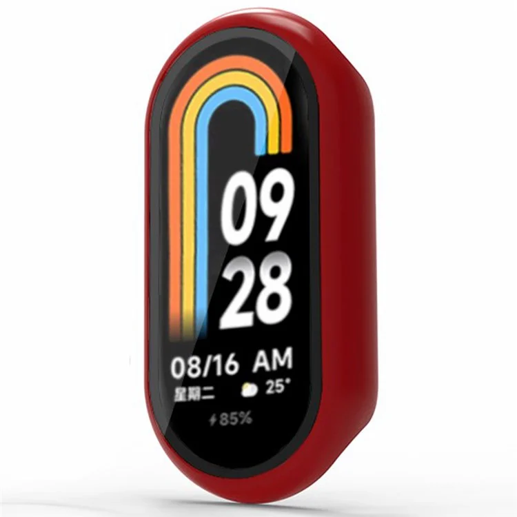For Xiaomi Mi Band 9 Ceramic Edition Anti-Drop PC Watch Case with Built-In Tempered Glass Film - Red