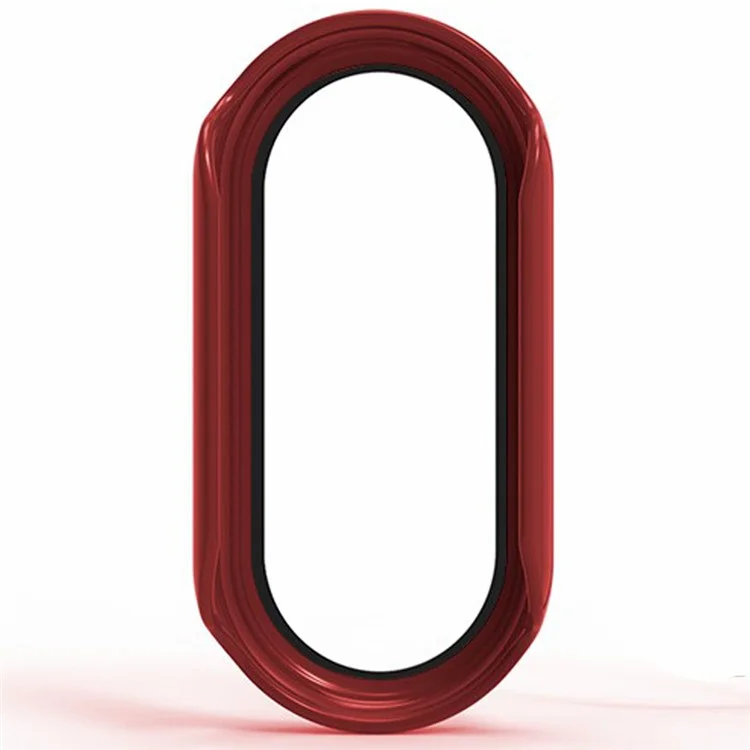 For Xiaomi Mi Band 9 Ceramic Edition Anti-Drop PC Watch Case with Built-In Tempered Glass Film - Red