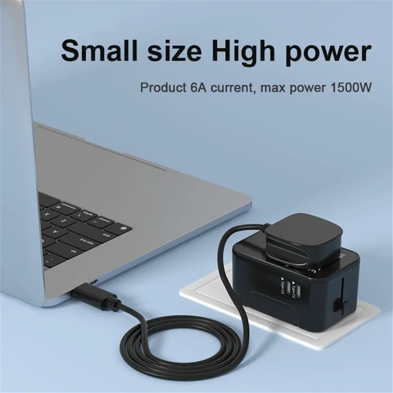 HHT202-2C 1xUSB+2x Type-C Charging Adapter Travel Universal Charger Converter - White