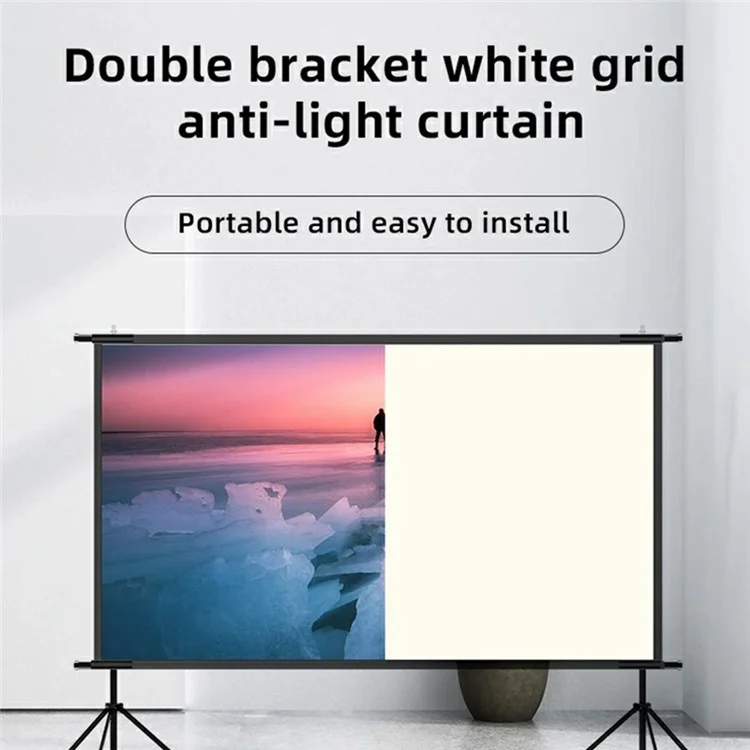 Écran de projection de 100 pouces 16:9 haute luminosité pliable avec grille blanche et rideau anti-lumière avec kit trépied