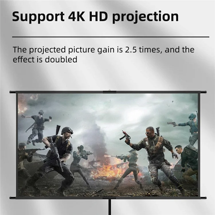 Tela de Projeção Cinza de 100 Polegadas 16:9 Anti-Luz Cortina HD 4K com Tripé