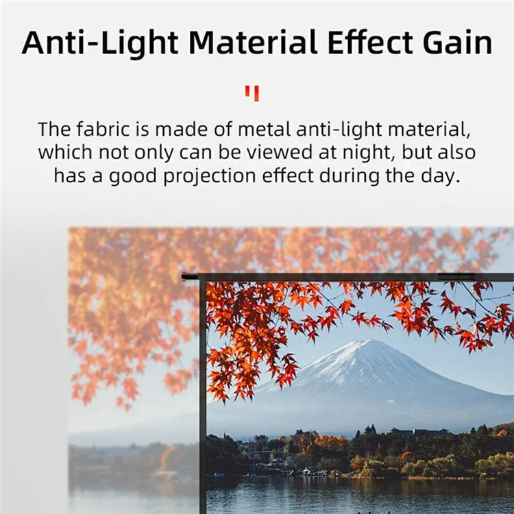 Tela de Projeção Cinza de 100 Polegadas 16:9 Anti-Luz Cortina HD 4K com Tripé