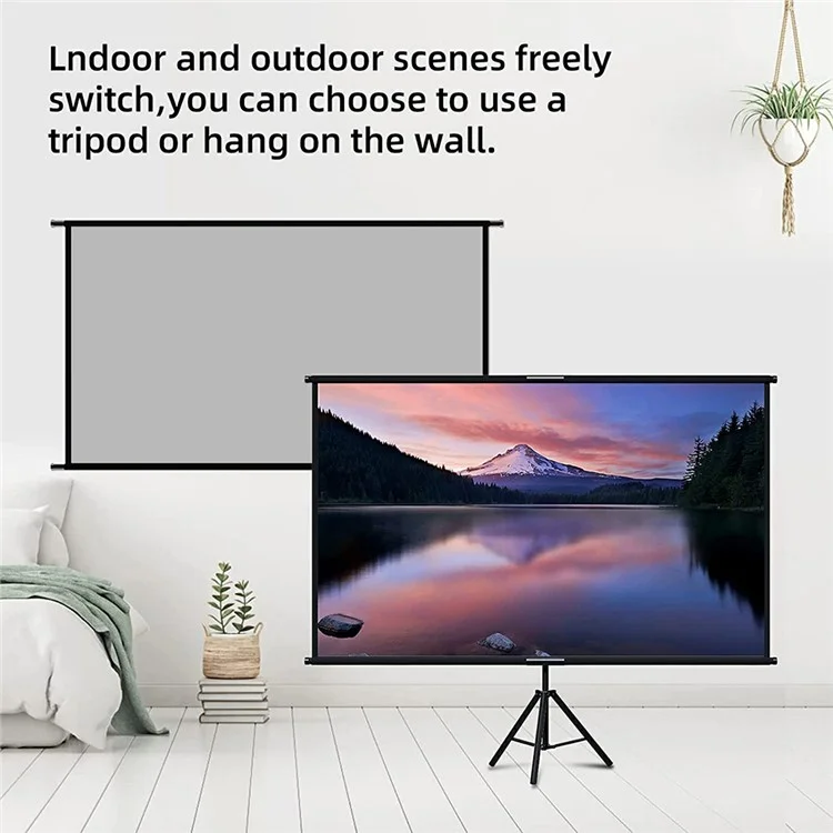 120 Inch Grey Projector Screen 16:9 Anti-Light Curtain HD 4K Projection Screen with Tripod