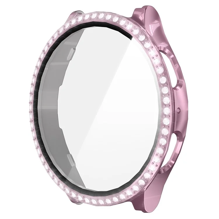 ENKAY HAT PRINCE Para Samsung Galaxy Watch7 44mm PC Watch Case Rhinestone Decor com Película de Tela - Rosa
