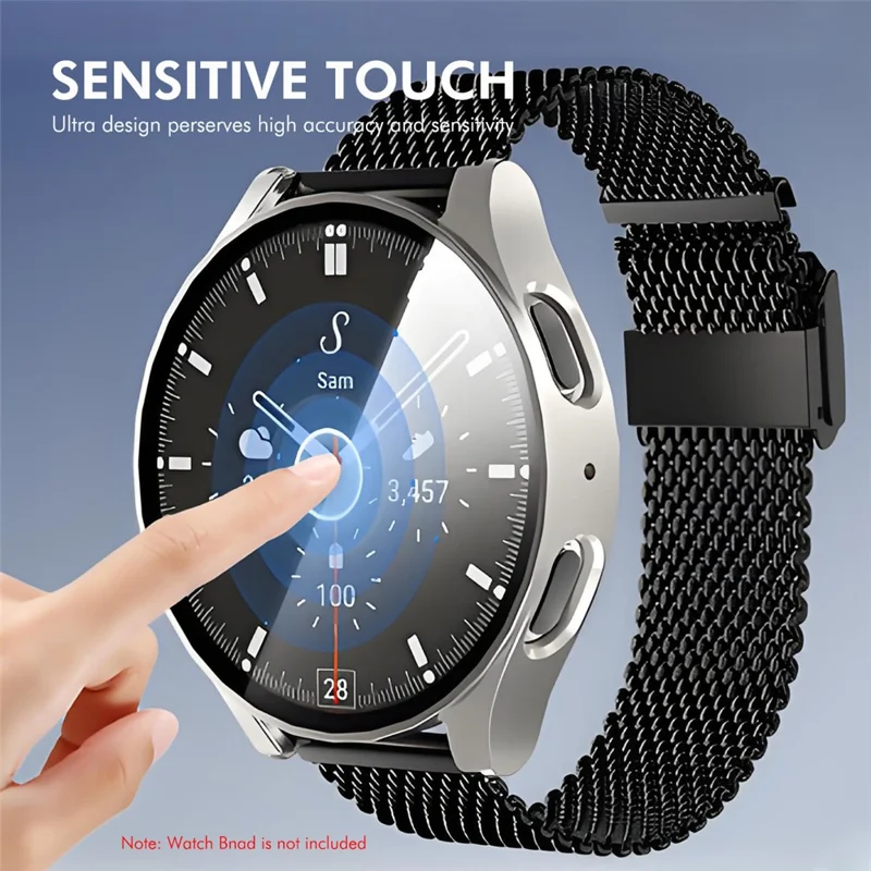 ENKAY HAT PRINCE per Samsung Galaxy Watch7 44mm PC Case Custodia Protettiva Integrata Pellicola Protettiva Dello Schermo - Argento