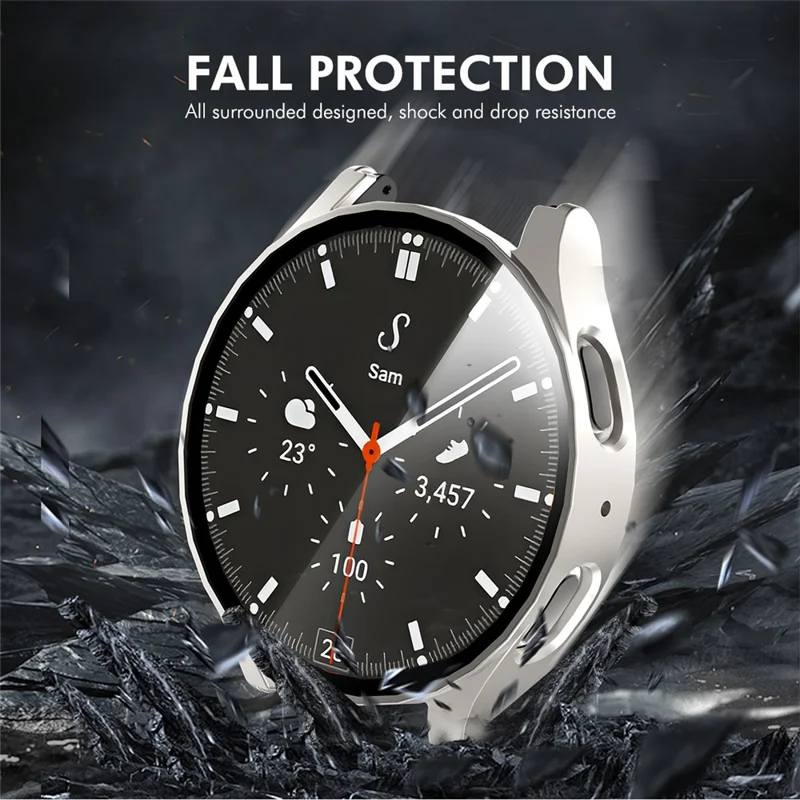 ENKAY HAT PRINCE per Samsung Galaxy Watch7 44mm PC Case Custodia Protettiva Integrata Pellicola Protettiva Dello Schermo - Argento