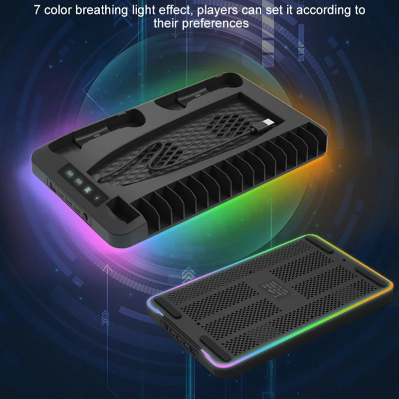 GAMINJA P58 For Sony PS5 Slim / PlayStation 5 Game Console Cooling Stand Gamepad Charging Dock Headphone Holder - White