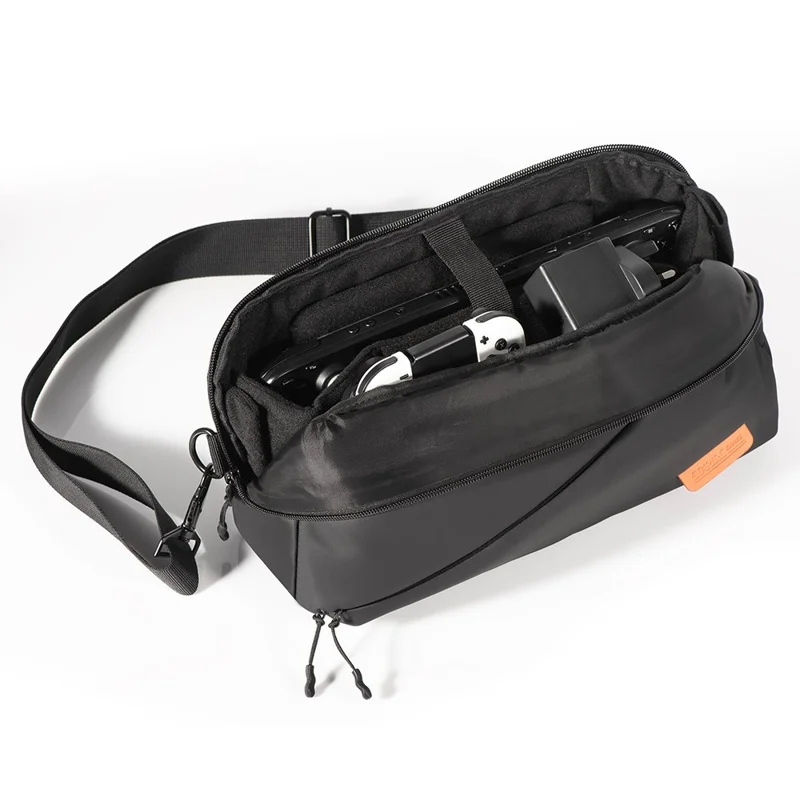 Startrc Games Handheld Game Console Carreira Bag pu Couro Crossbody Travel Bag - Preto