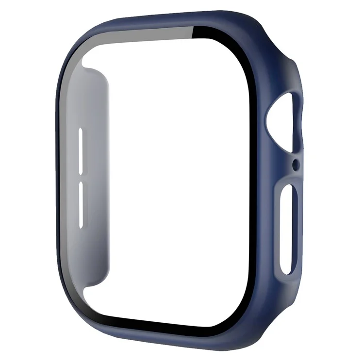 For Apple Watch Series 10 46mm Protective Case All-Around Hard PC Watch Cover with Tempered Glass Film - Midnight Blue
