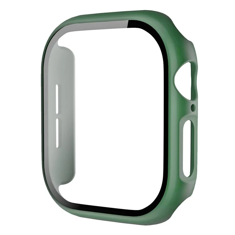 For Apple Watch Series 10 46mm Protective Case All-Around Hard PC Watch Cover with Tempered Glass Film - Army Green