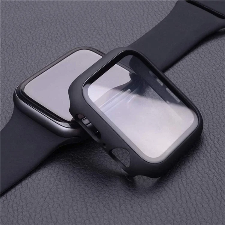 For Apple Watch Series 10 46mm Protective Case All-Around Hard PC Watch Cover with Tempered Glass Film - Rose Gold
