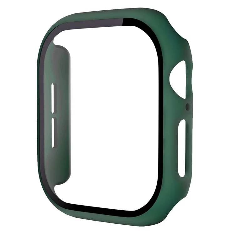 For Apple Watch Series 10 42mm Protective Case All-Around Hard PC Watch Cover with Tempered Glass Film - Dark Green