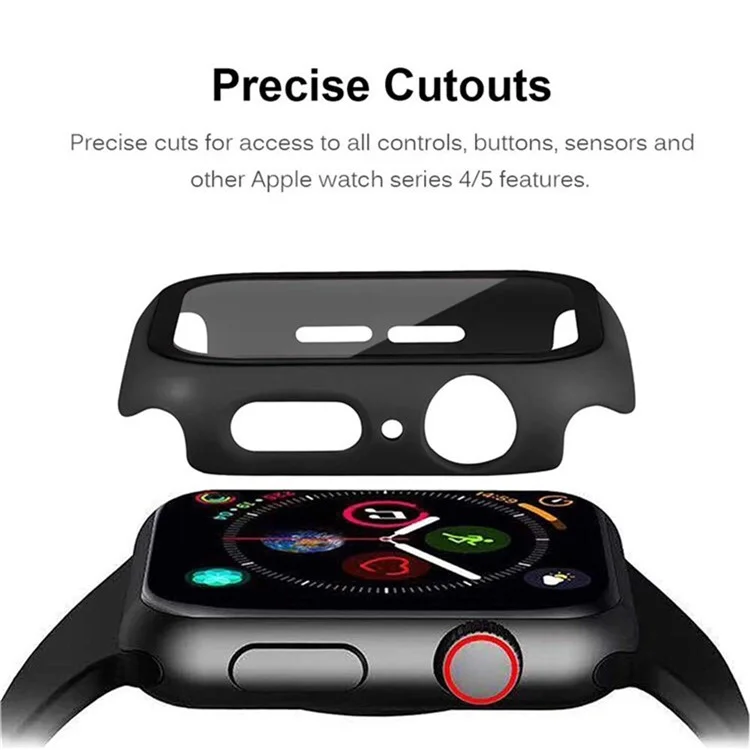 For Apple Watch Series 10 42mm Protective Case All-Around Hard PC Watch Cover with Tempered Glass Film - Dark Green