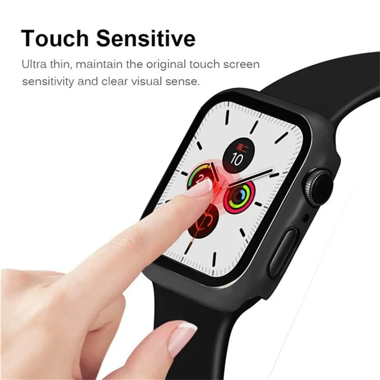 For Apple Watch Series 10 42mm Protective Case All-Around Hard PC Watch Cover with Tempered Glass Film - Dark Green