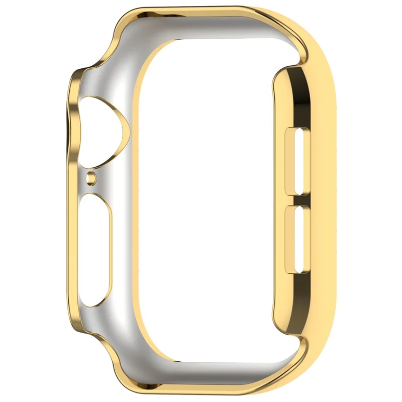 For Apple Watch Series 11 / 10 42mm Single Row Rhinestone Decor Hollow-Out Cover PC Watch Frame Case - Gold