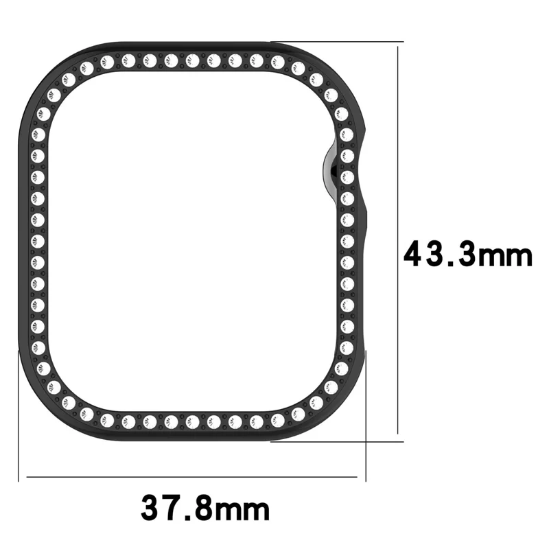 For Apple Watch Series 11 / 10 42mm Single Row Rhinestone Decor Hollow-Out Cover PC Watch Frame Case - Gold