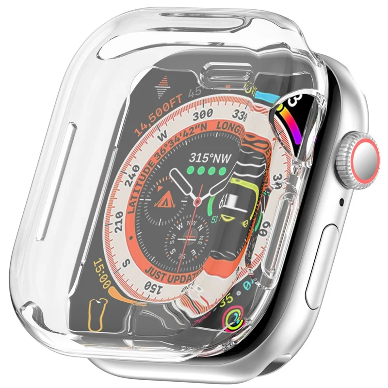 For Apple Watch Series 11 / 10 42mm Full Coverage Watch Cover Electroplated TPU Watch Case - Transparent