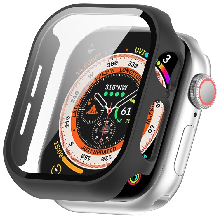 Für Apple Watch Series 10 42mm Gehäuse Harte PC-Abdeckung mit gehärtetem Glasschutzfilm - Schwarz